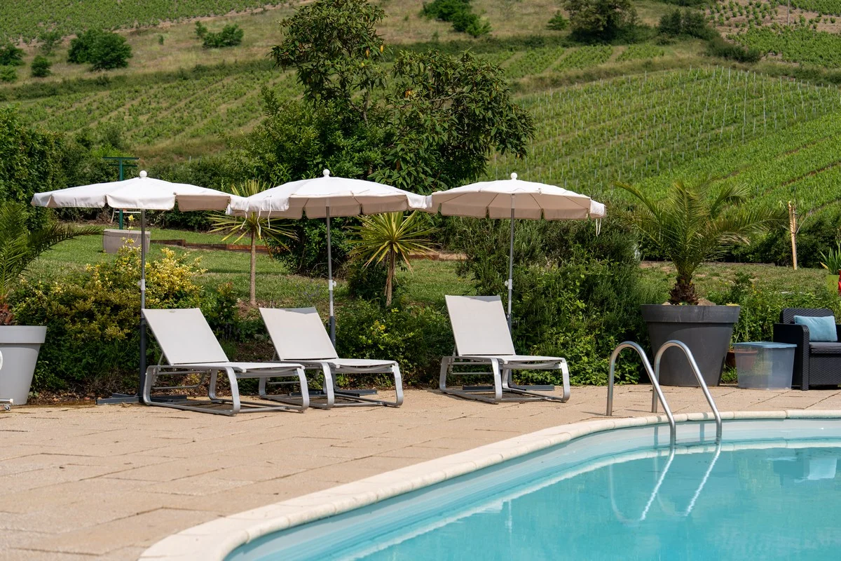 Piscine de la Villa Saint-Lager avec vue sur les vignes