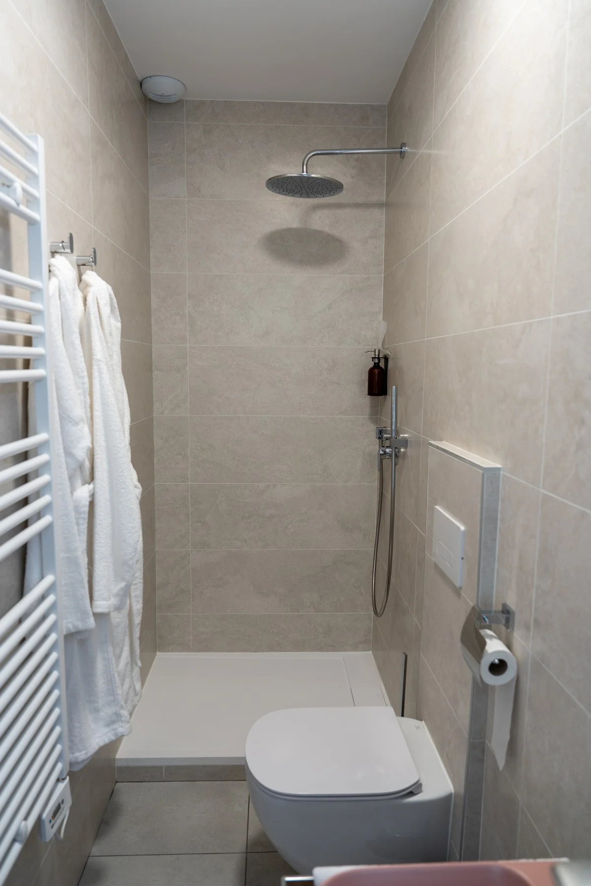 Chambre Mont Blanc — vasque et rangements de la salle de bain